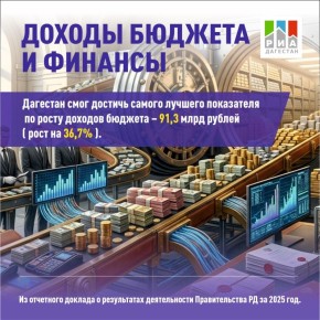 Доходы консолидированного бюджета Дагестана выросли на 24,5 млрд рублей