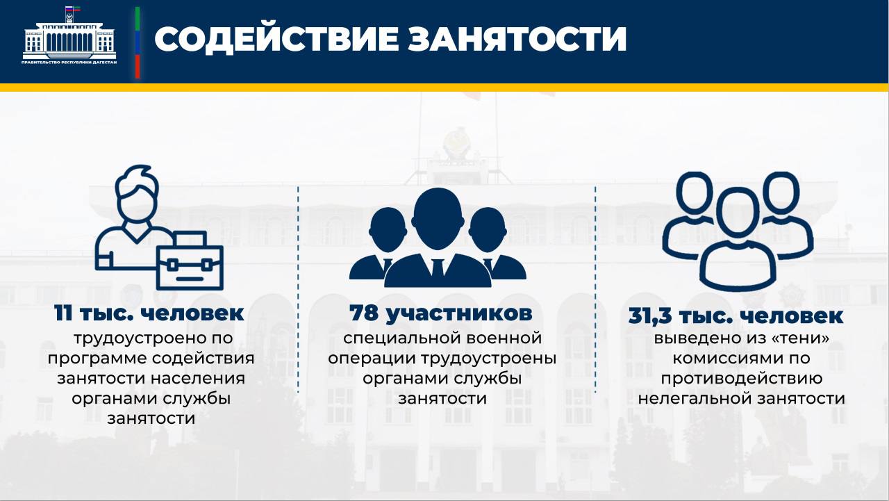 Около 11 тыс. дагестанцев трудоустроены в рамках мероприятий программы содействия занятости населения в 2025 году