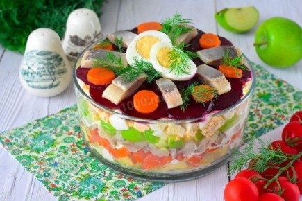 Салат норвежский с сельдью и свеклой