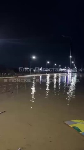 Люди кричат и пытаются спастись из воды в дагестанском посёлке Мамедкала