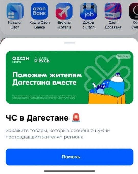 Компания Ozon присоединилась к инициативе помощи пострадавшим жителям Дагестана