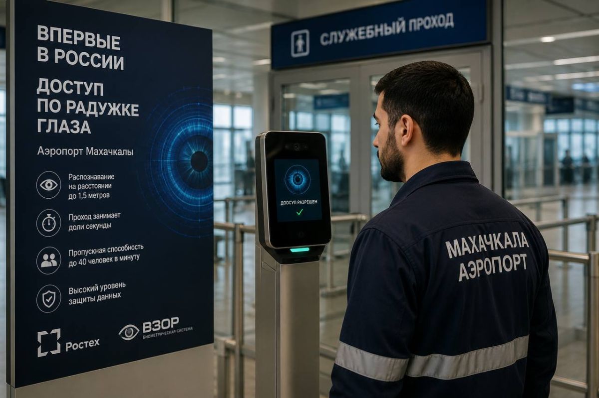 Аэропорт Махачкалы первым в России перешел на систему доступа по радужной оболочке глаза