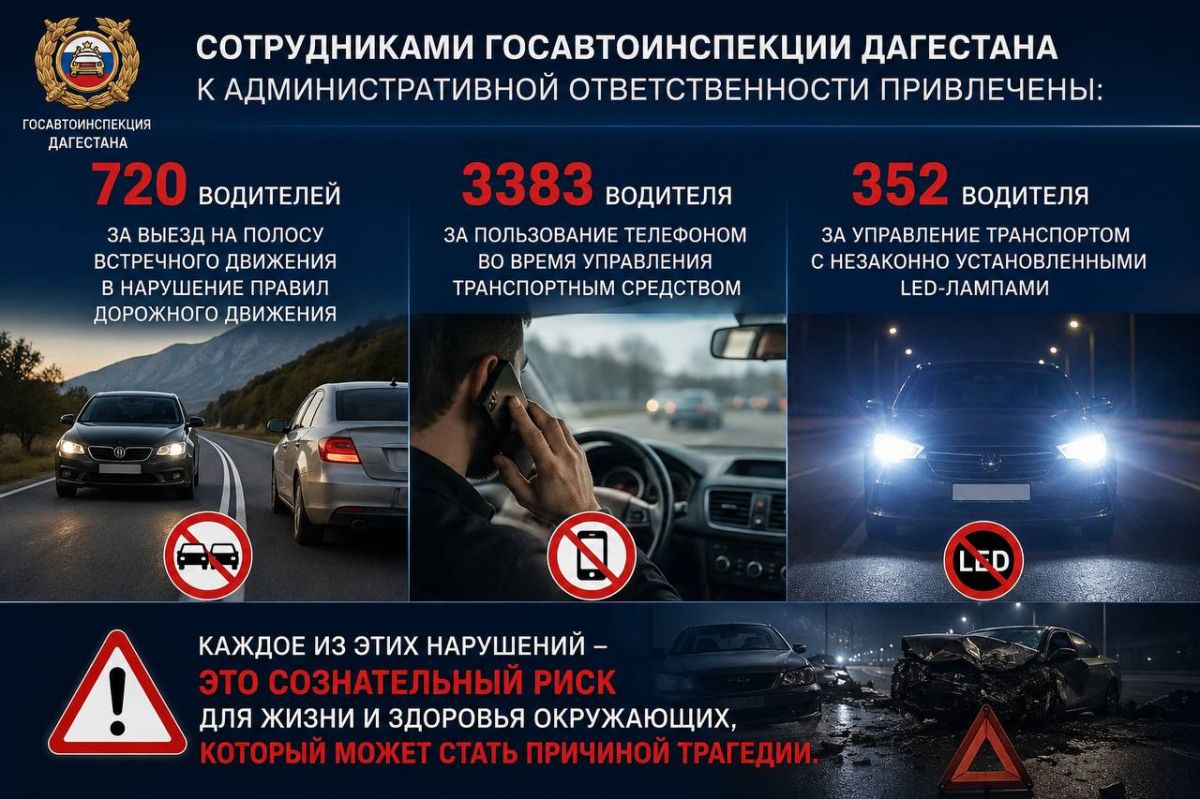 За минувшую неделю, с 29 июня по 5 июля, сотрудниками Госавтоинспекции Дагестана к административной ответственности привлечены: