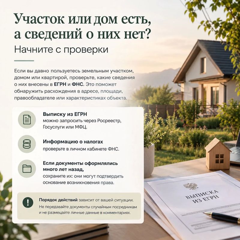 Участок или дом есть, а сведений о них нет? Начните с проверки