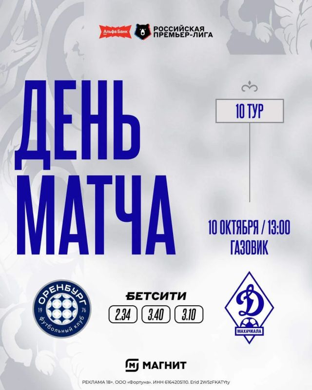 «Динамо» Махачкала сегодня сыграет с «Оренбургом»