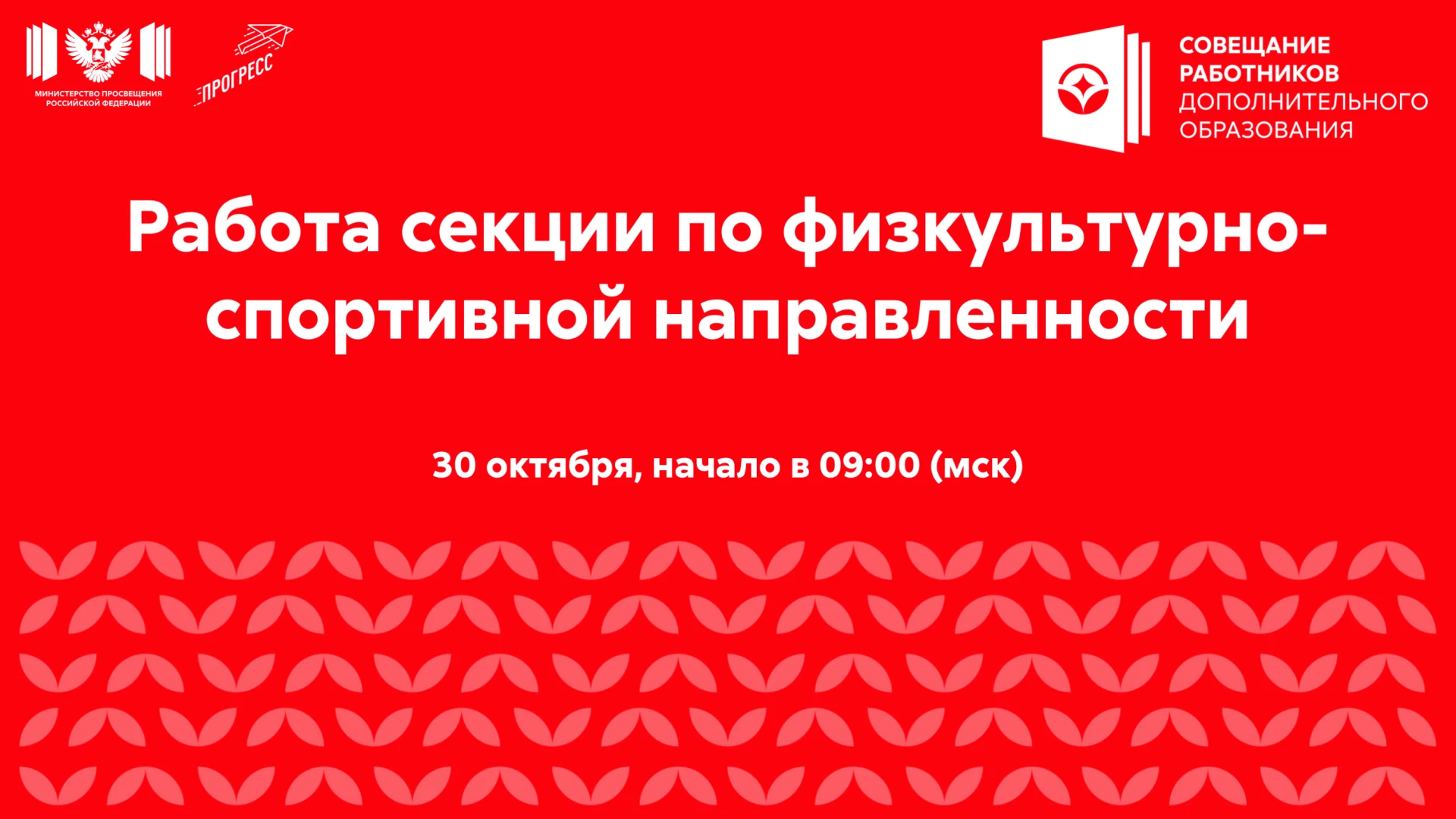 Приглашают на трансляцию секции по физкультурно-спортивной направленности XIII Всероссийского совещания работников сферы дополнительного образования детей!